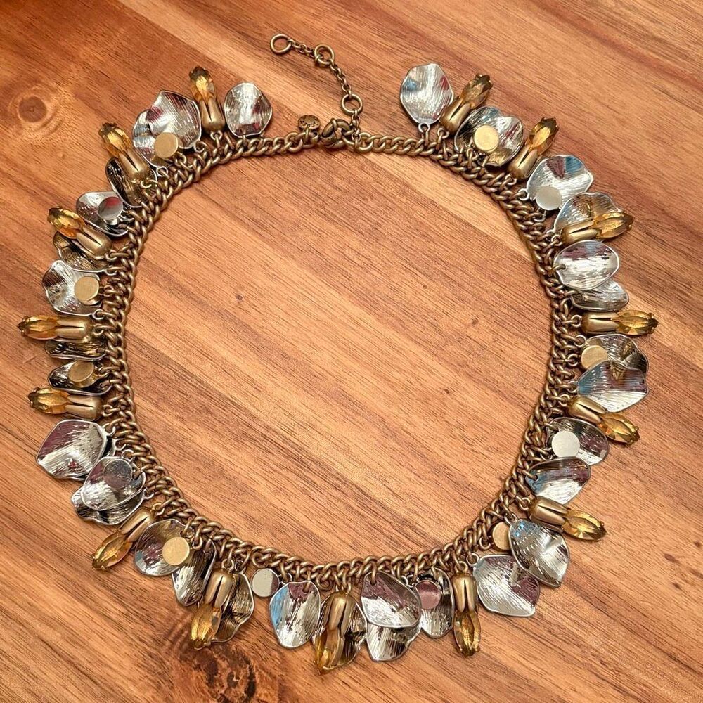 J.Crew | Leaf Cluster Pendant Necklace | Two-Tone | 16 1/2” Length - Picture 2 of 5